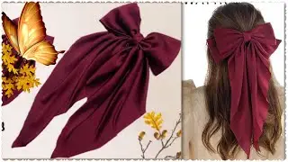 Long Tail Satin Hair Bow✨How To Make a Bow With Long Tail.Satin Hair Bow tutorial.fabric bow.