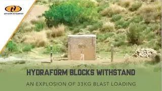Hydraform blocks withstand an explosion of 33kg blasting test in Pakistan.