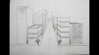 How To Draw Simple City in 1 Point Perspective
