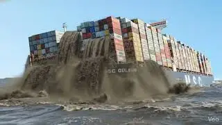 BIG CARGO SHIP STUCK IN MUDY SEA