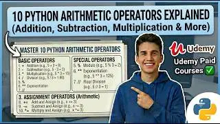 10 Python Arithmetic Operators Explained | Addition, Subtraction, & More | Udemy Paid Courses ✅