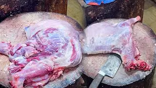 Amazing Fastest Huge Goats Cleaning And Cutting Skills By Expert Goats Cutter