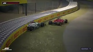 Russell on Fire after Crash - F1 Manager  22