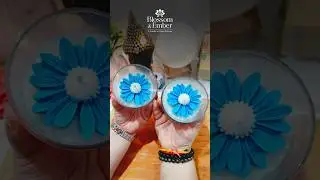 Blue Daisy Glass Candle  | WhatsApp Us at 8826845239 to order