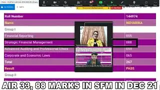 AIR 33 Interview !! 88 Marks in CA Final SFM Dec-21 Exam !! We rock again !! Target 100% Marks