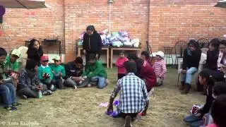 Cartoonlike constallation of the whole Christmas eve in the Children&rsquo;s home of Love, Kathmandu