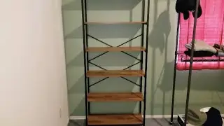 BATHWA Bookshelf Industrial 5 Shelf Bookcase Metal & Wooden Bookshelves Rustic Bookcase Standing