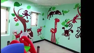 art painting for play school #kids #school cartoon wall painting 7997977992
