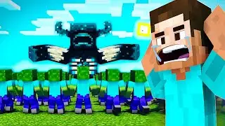 100 ZOMBIE fight WARDEN in Minecraft !!