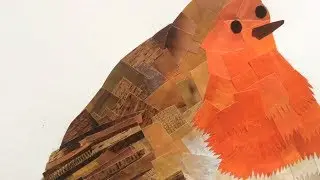 Paper Collage of a Robin