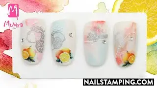 Fresh lemon motives for a summer manicure (nailstamping.com)