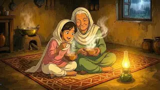 . A Stormy Night in Our Mud House: Listening to Rain While    Dadi Cooks Halwa | Cooking Animation