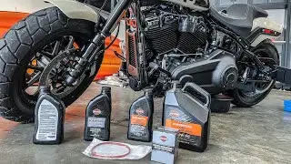 HOW TO CHANGE OIL TRANSMISSION FLUID AND PRIMARY CHAIN FLUID HARLEY 114 FAT BOB