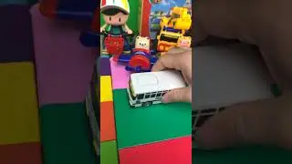 Happy Bus Jumps Into the Ball Pit! #Shorts #HappyBus #BallPitFun #ToyVideo  #KidsToys #FunnyToys