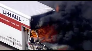 U-Haul truck catches fire on 215 beltway in Las Vegas