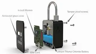 WANlock 5G - The 5G IoT smart padlock by DIGITALKEYS - exploded view.