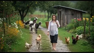 Simple life - young girl living on a mountain farm | Rural life