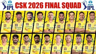 IPL 2026 : Chennai Super Kings Full Final Squad | CSK Team 2026 Players List | CSK 2026 Squad