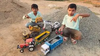 Taking Stones For Home Construction By RC Excavator, RC Tractor and RC Dump Trucks