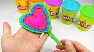 Play Doh How to Make a Giant Rainbow Heart Ice Cream Popsicle Learn Colors Rainbow Play Doh
