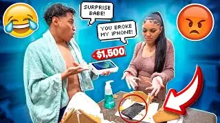 DESTROYING MY GIRL'S PHONE & SURPRISING HER WITH NEW IPHONE 12!