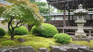 8 Hours 4K | Relaxing Day Rain in a Japanese Zen Garden | Study, Sleep & Meditate