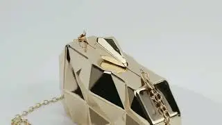 Women Lattice Pattern Metal Handbag