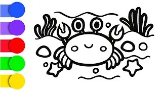 How to Draw and Color a Cute Crab | Easy Ocean Drawing for Kids