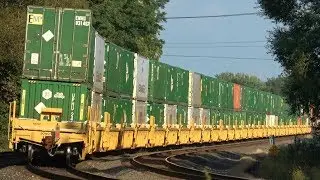 Brand New String of Well Cars on Canadian Pacific Train 4K