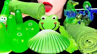ASMR EDIBLE TOWEL, KYOHO JELLY 초록색 음식 챌린지 먹방 GREEN FOOD EATING SOUNDS MUKBANG ZOEY ASMR 조이