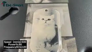 How to engrave cat photo on stainless steel pendant - EM-Smart Laser tutorial