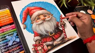 Draw With Me - Christmas Day Drawing,  Santa Claus Drawing, Oil Pastel Drawing,  Part 2 😍