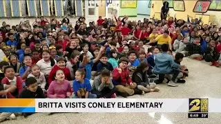 Britta visits Conley Elementary School