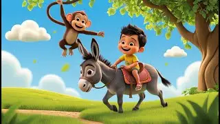 Cute Baby Boy, Donkey & Monkey &ndash; Funny Hindi Rhyme | मजेदार हिंदी कविता | Kids Cartoon Video