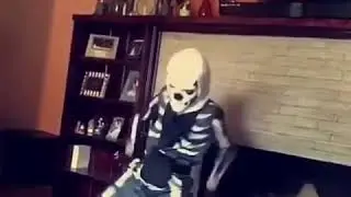 Kid in skull trooper costume dance dancing meme Fortnite