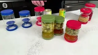 Ezee Flip S/2 Large & Small Glass Pickle & Olive Storage Jars on QVC