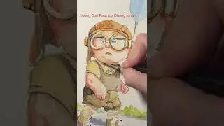 Young Carl, Pixar Up, Disney fanart watercolor #disneyart #fanart #disneyfanart #pixarup #pixar