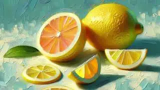 Lemons painting as Frame TV art | Citrus fruit | Tropical color theme | TV screensaver #4ktvart
