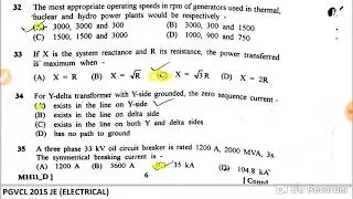PGVCL 2015 JE ELECTRICAL ENGINEERING QUESTION PAPER WITH ANSWER