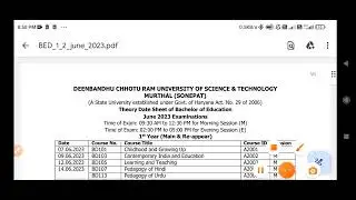DCRUST B.ed June 2023 Exam Date #DCRUST #B.ed #JuneExam2023ed