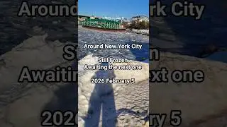 New York City Still Frozen Brooklyn Gowanus Canal Bay Sunset Industrial Park 2026 February 5 NYC