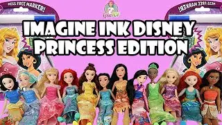 IMAGINE INK DISNEY PRINCESS EDITION + ARIEL + CINDERELLA + TIANA + BELLE + JASMINE pretend play!