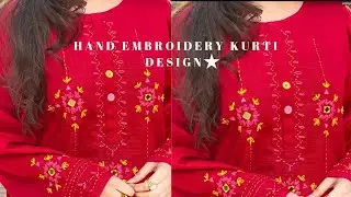 Easy hand embroidery kurti design/ bigganer hand work embroidery design/New hand embroidery kurti🪡