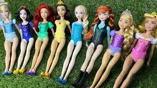 Disney Doll Collection | Frozen Elsa and Anna, Belle, Ariel | Unboxing Disney Mattel playset
