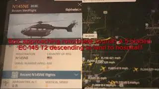 Epic approaching rotorblade sound!! A NOISY 5 bladed EC-145 T2 descending to land to hospital!!