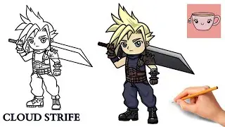 How To Draw Cloud Strife | Final Fantasy 7 - FF7 | Chibi Style | Easy Step By Step Drawing Tutorial