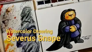 How to draw with watercolor/Severus Snape/Harry Potter characters watercolor drawing bear version
