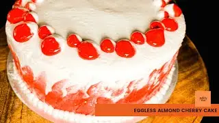 Eggless Almond cherry cake| Almond sponge| cherry compote| Cream cheese frosting recipe