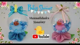 👶👶 RECUERDOS DE BABY SHOWER DE PATITOS 🦆  SOBRE AGUA EN ESFERA
