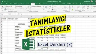 Excel Dersleri (7) Tanımlayıcı İstatistikler